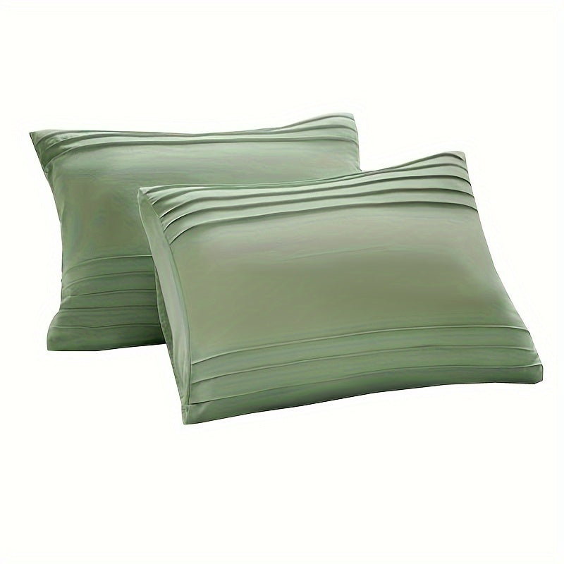 Breathable Pleated Fiber Pillow Covers Set of 2 Solid Color Home Decor