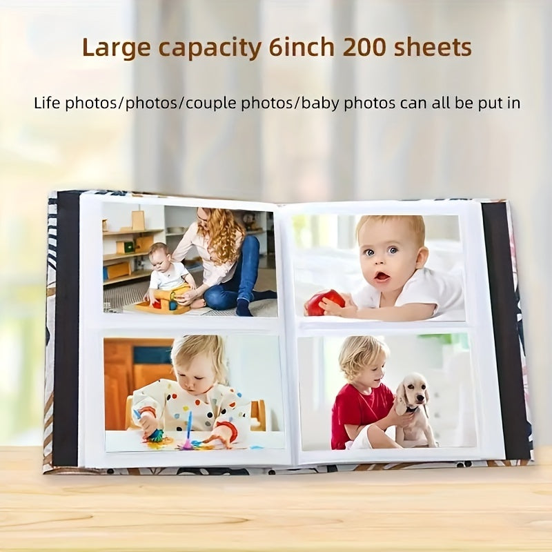 Fabric Photo Album with 200 Pockets for 6-Inch Photos Home Decor Gift