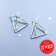 Women's Sterling Silver Geometric Triangle Earrings for Casual and Gift Use