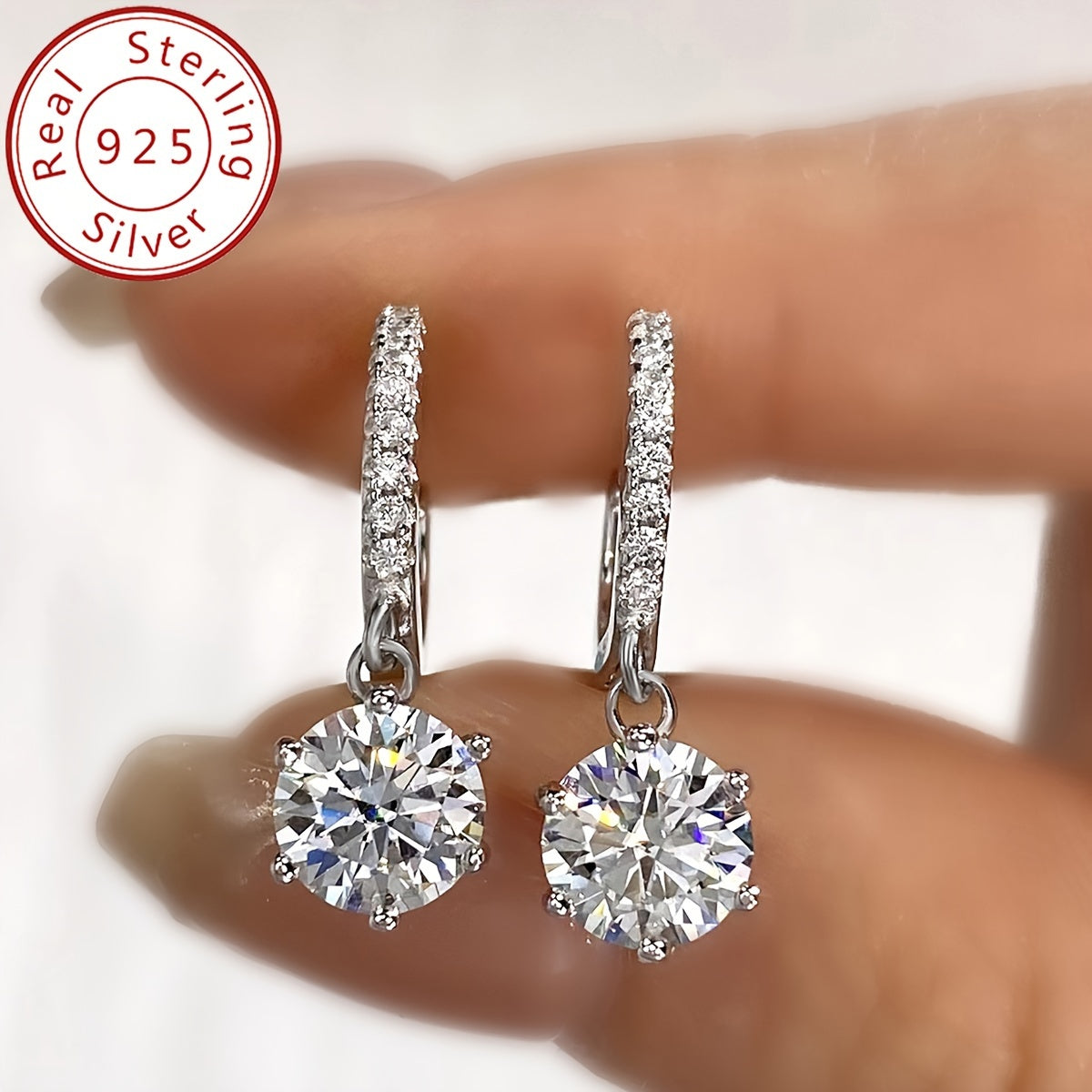 2CT Moissanite Earrings for Women 925 Silver Wedding Jewelry Gift