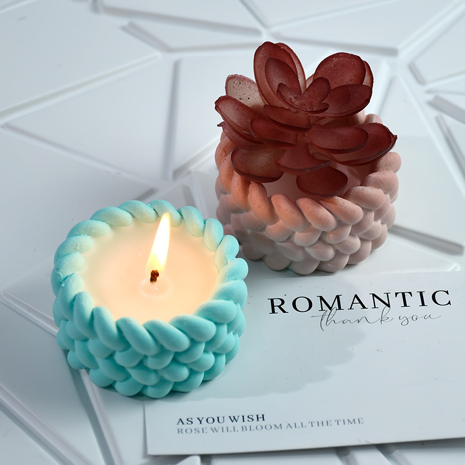 Silicone Resin Casting Mold Round Cylinder Rope Design for DIY Crafts Home Decor