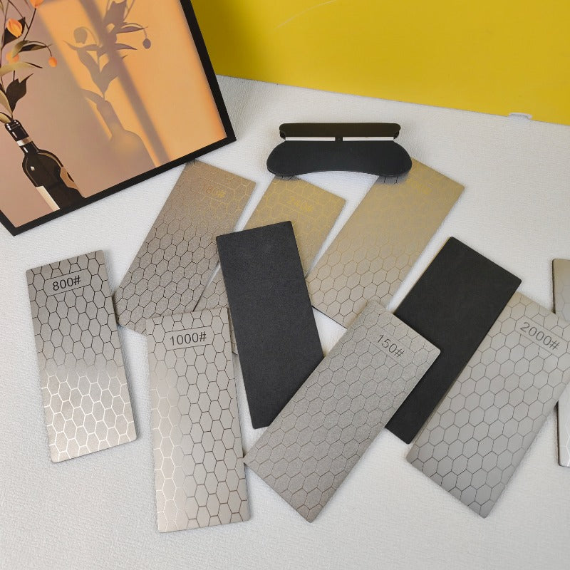 9pcs Honeycomb Diamond Grinding Pads for Knife and Scissor Sharpening Non-slip Base