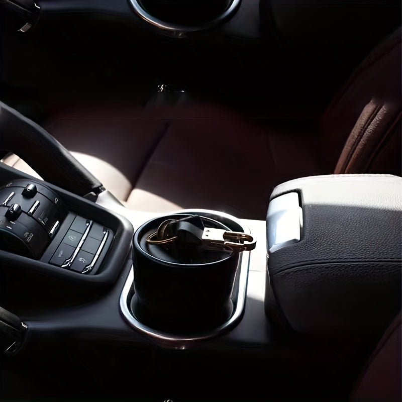 Universal Plastic Car Trash Can Circular Cross-Shaped with Lid and Pen Holder