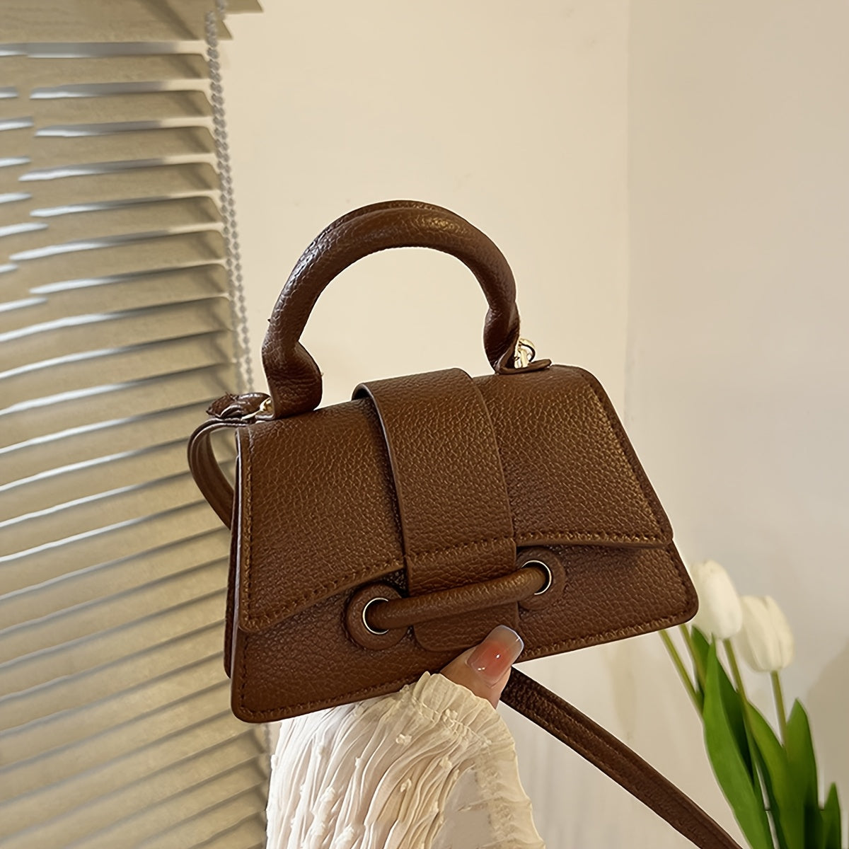 Girls Mini Crossbody Bag PU Lightweight Adjustable Strap Top Handle for Daily Outings