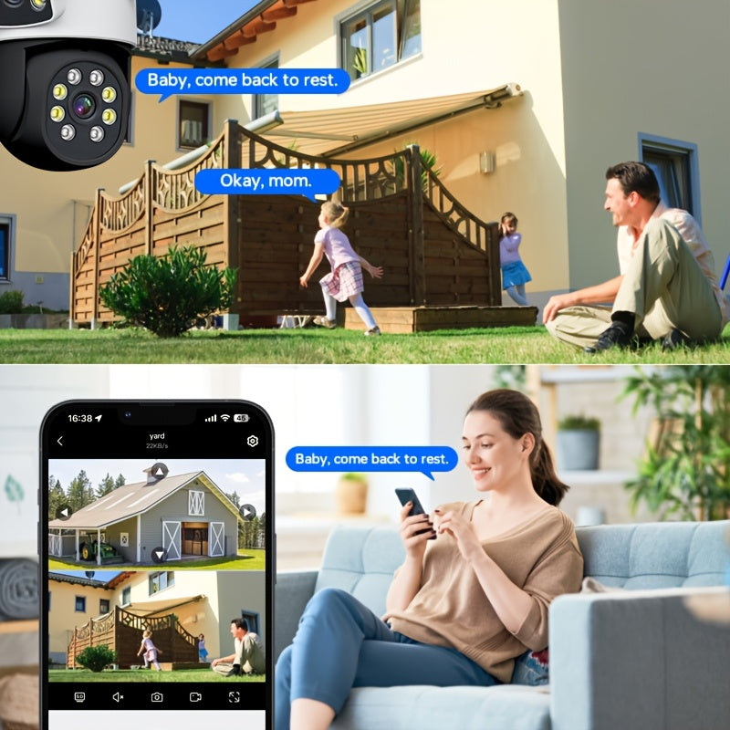 Dual Lens Security Cameras Wireless 5G WiFi 4MP HD Pan Tilt Human Tracking Night Vision Waterproof