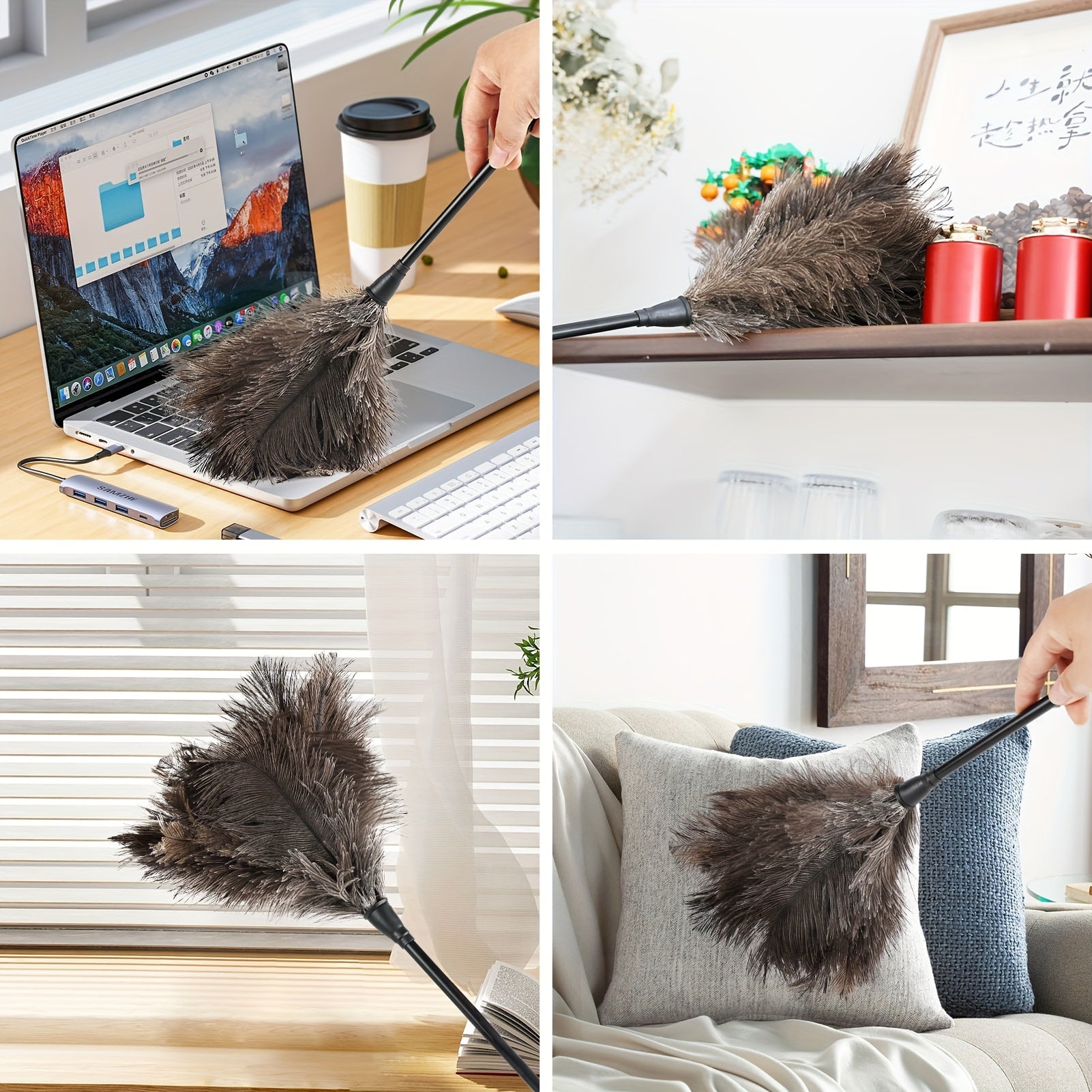 3 ta tuya patidan yasalgan chang tozalash vositalari, zamonaviy qora tutqichlar bilan, har bir xona va yuzalar uchun mos keladigan, elektr yoki batareyalarga ehtiyoj sezmasdan oson tozalash.