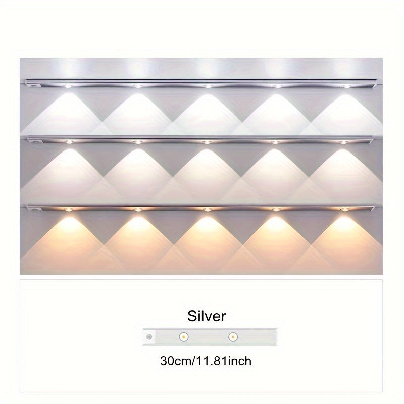 Rechargeable LED Strip Lights with Motion Sensor, 3-Color Dimming, USB Powered