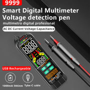 Digital Multimeter with Analog-Digital Display USB Rechargeable Pen Style AC/DC Voltage Current Capacitance Temp True RMS