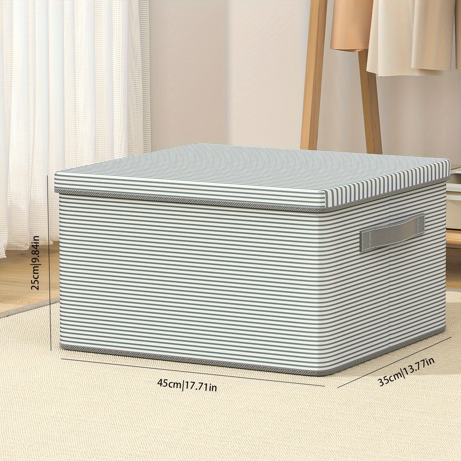 Non-Woven Fabric Storage Box with Lid Stackable Dustproof for Clothes Toys Snacks