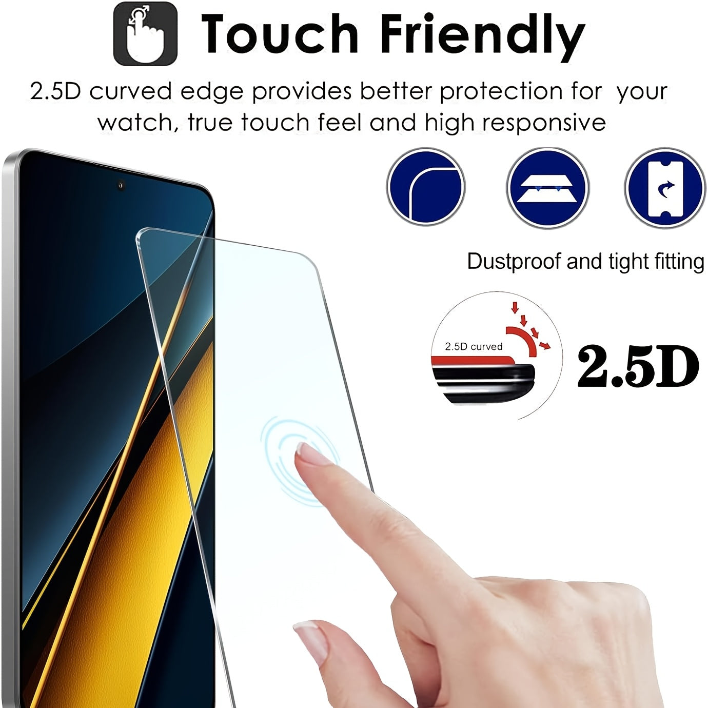 3-Pack Tempered Glass Screen Protector for Poco Models HD Clarity Scratch Resistant