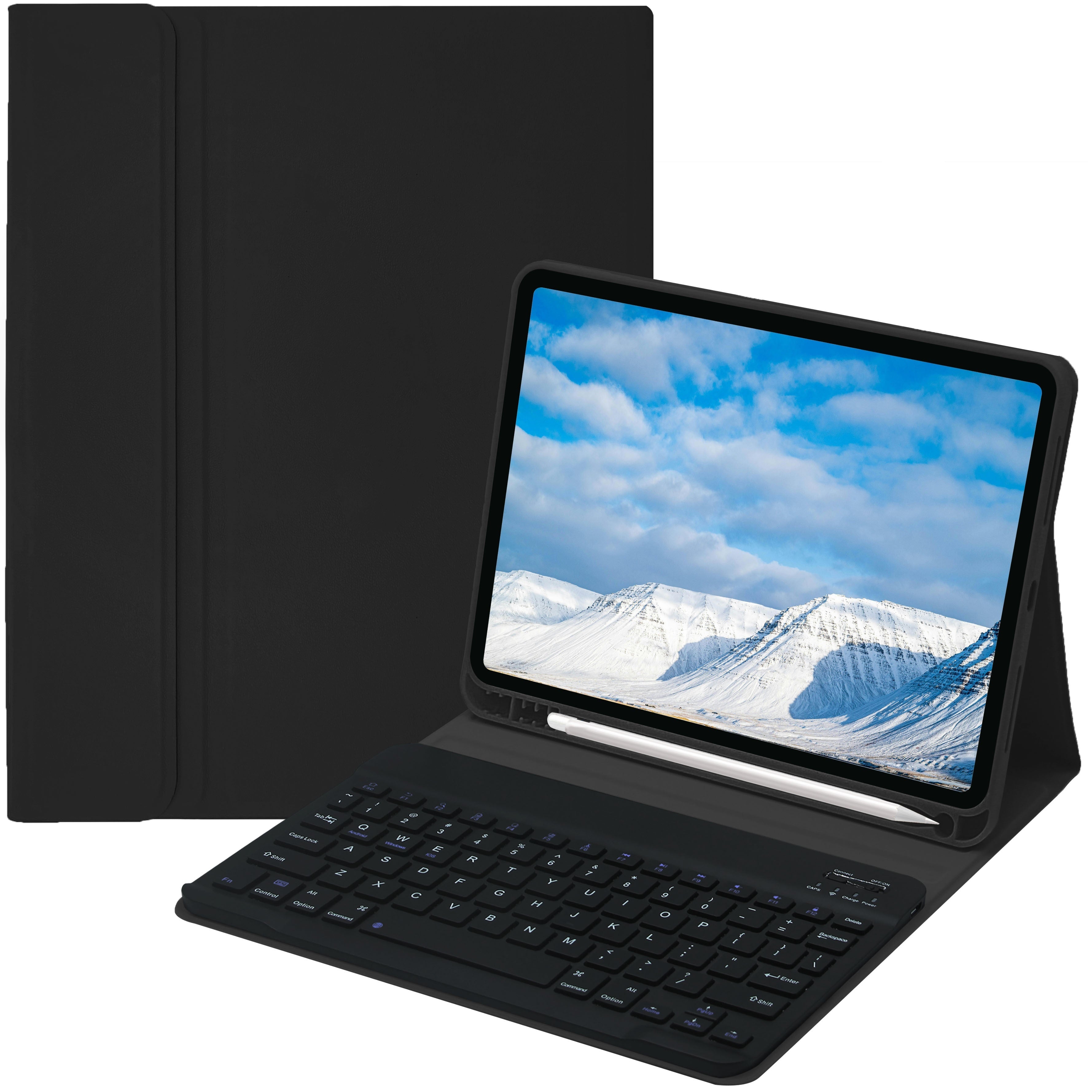 Funda con teclado para iPad Air 1-5, 5ª-10ª generación, Pro 11/12.9 pulgadas con teclado inalámbrico desmontable y soporte para lápiz