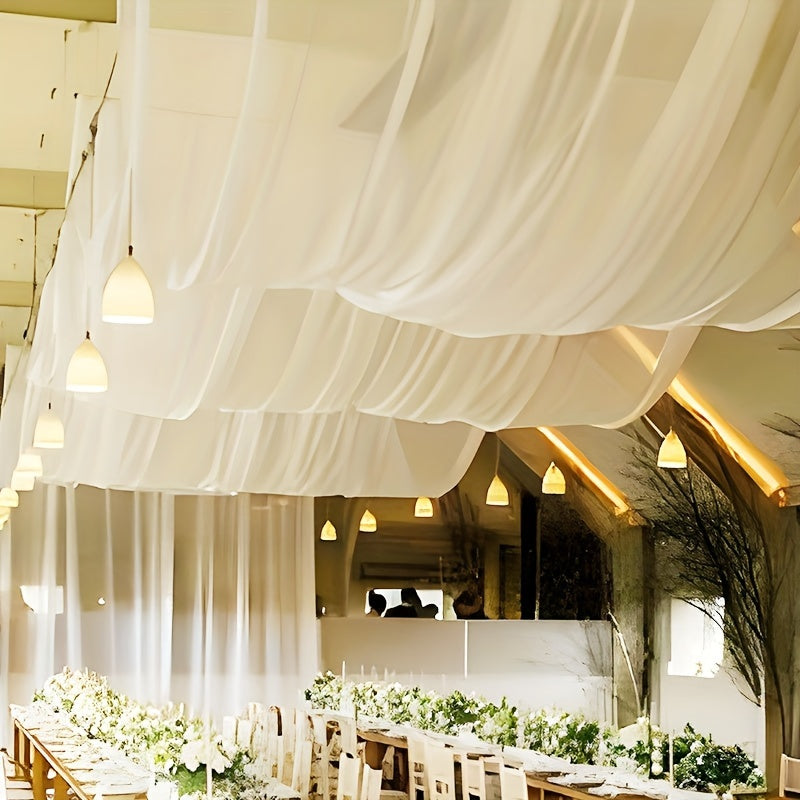 White Sheer Chiffon Draping Fabric for Weddings and Events 7.92M Plus 8.23M Polyester