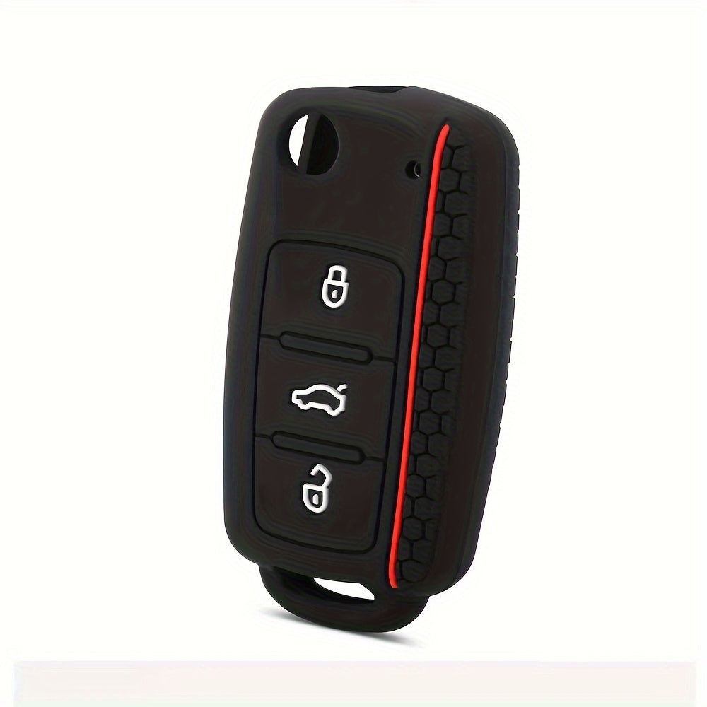 Silicone Car Key Cover For Compact Vehicles 3 Button Protection