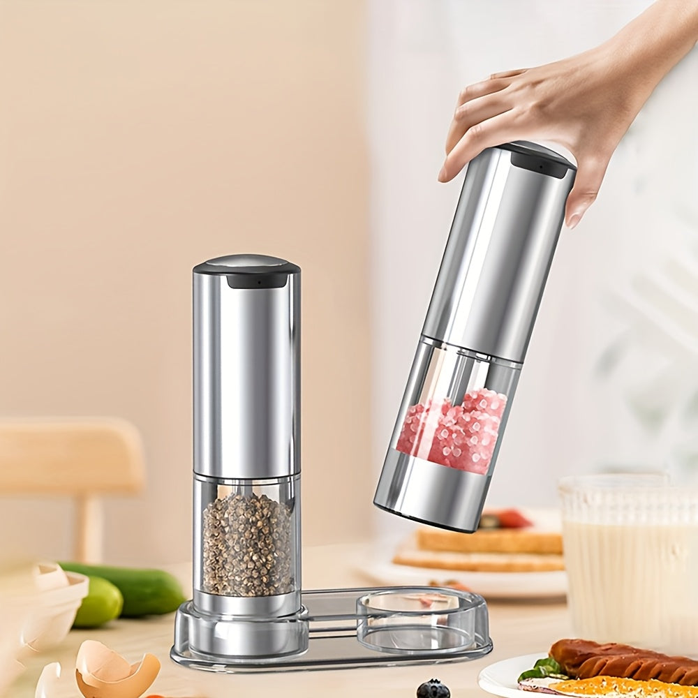 Par de molinillos eléctricos de sal y pimienta de acero inoxidable con carga por Type-C