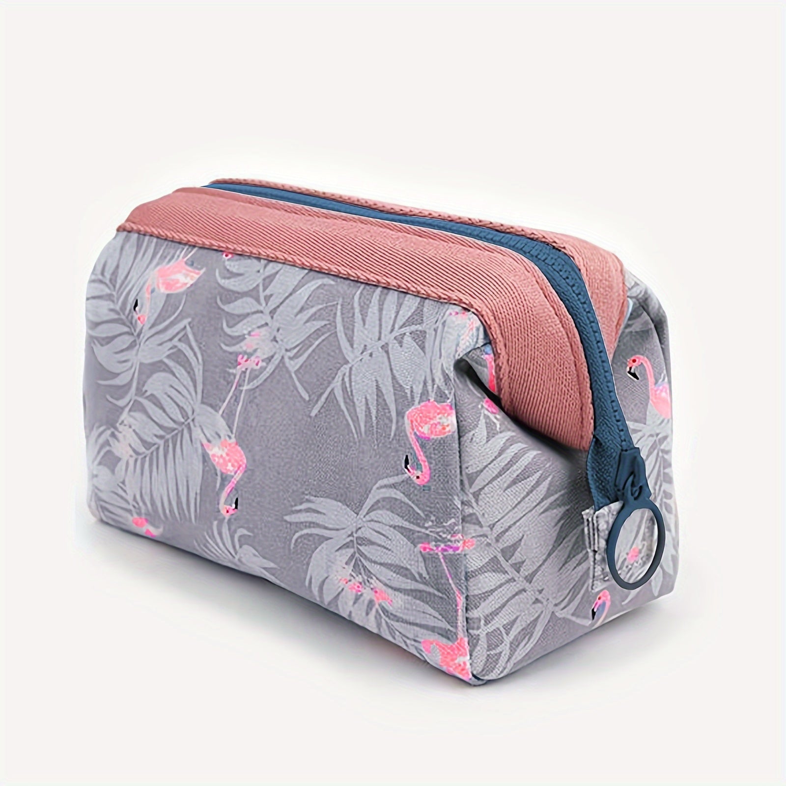 Unisex Polyester Zipper Cosmetic Bag for Travel Makeup and Organizer Blue