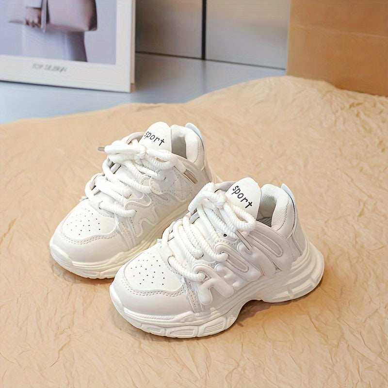 Girls' Breathable Microfiber Synthetic Leather Casual Sneakers with Anti-Slip Rubber Sole