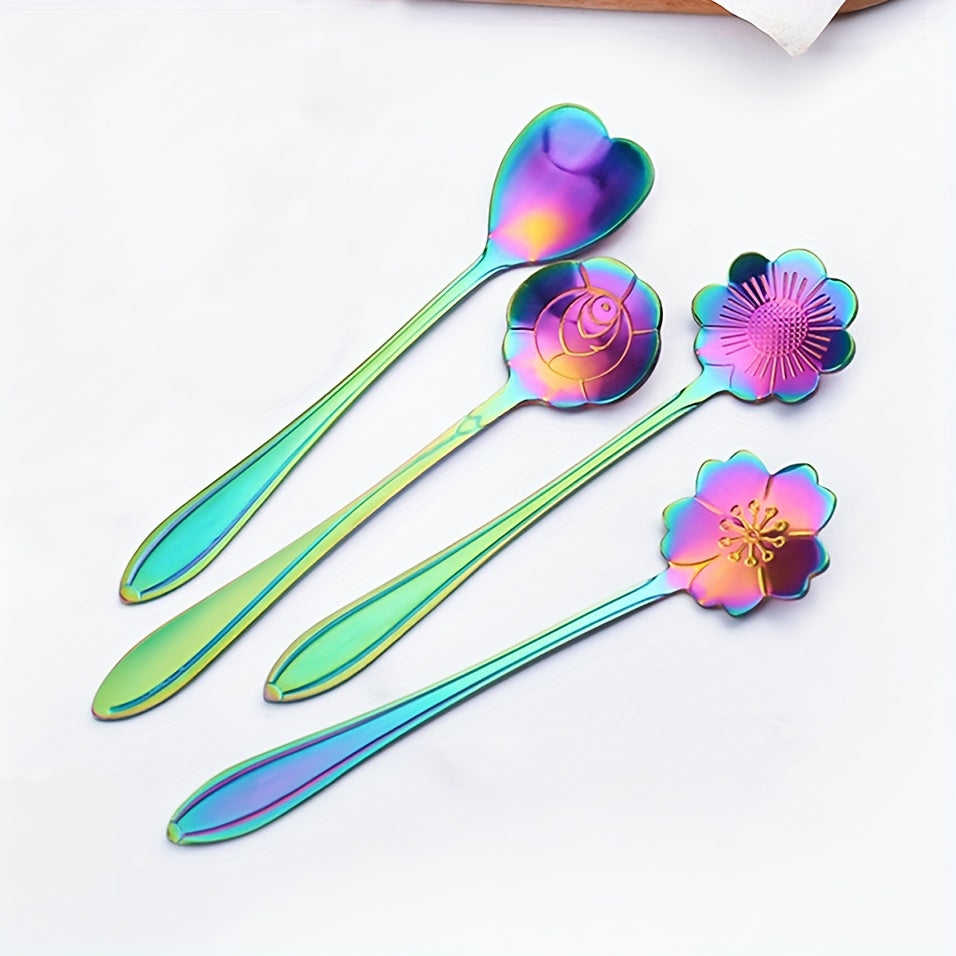 Stainless Steel Cherry Blossom Coffee and Dessert Spoons Set