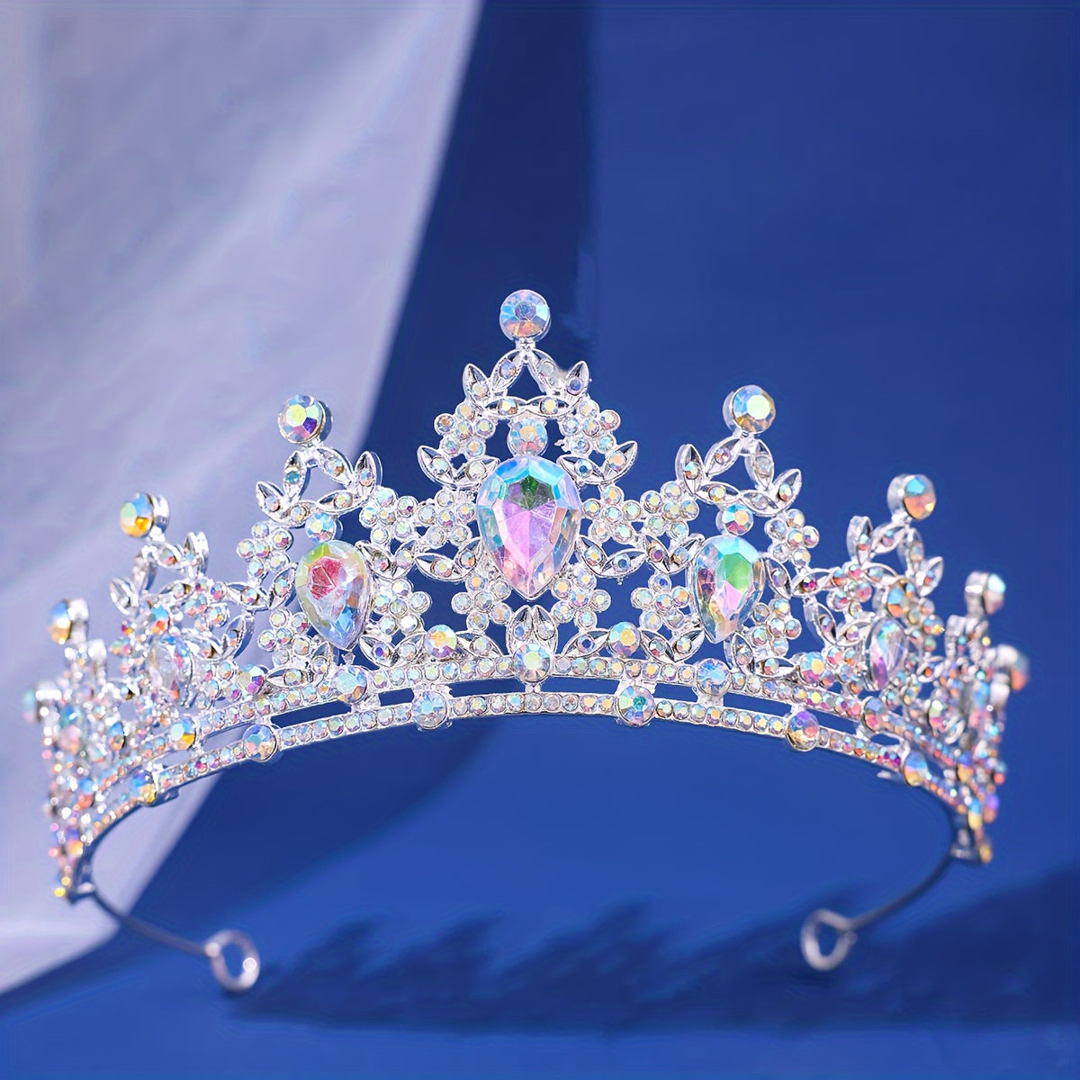 Diadema nupcial corona de boda con cristales de imitación, aros para el cabello, accesorio para vestido