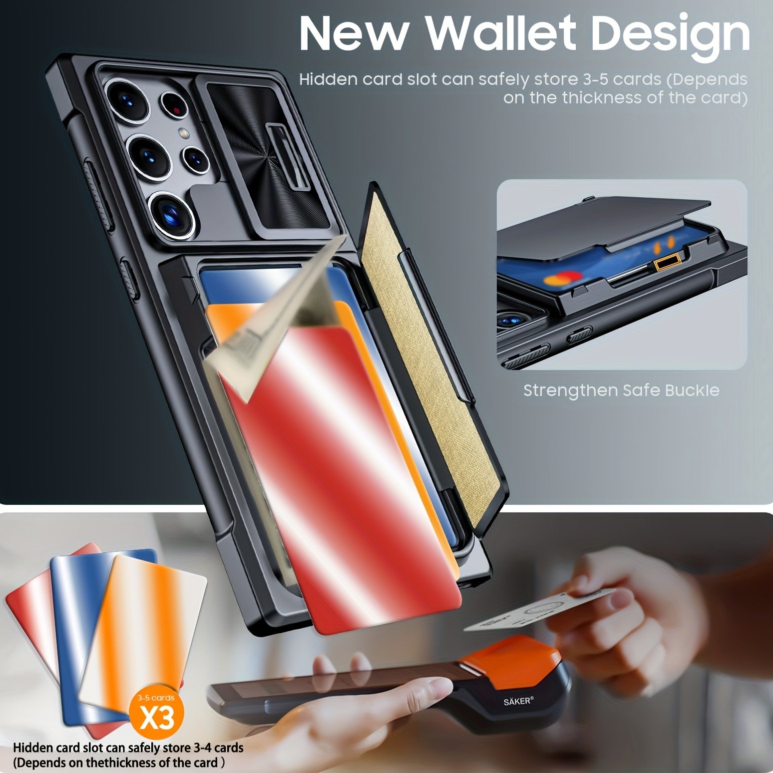 Samsung Galaxy S24 Ultra Wallet Case with RFID Blocking Card Holder and Kickstand