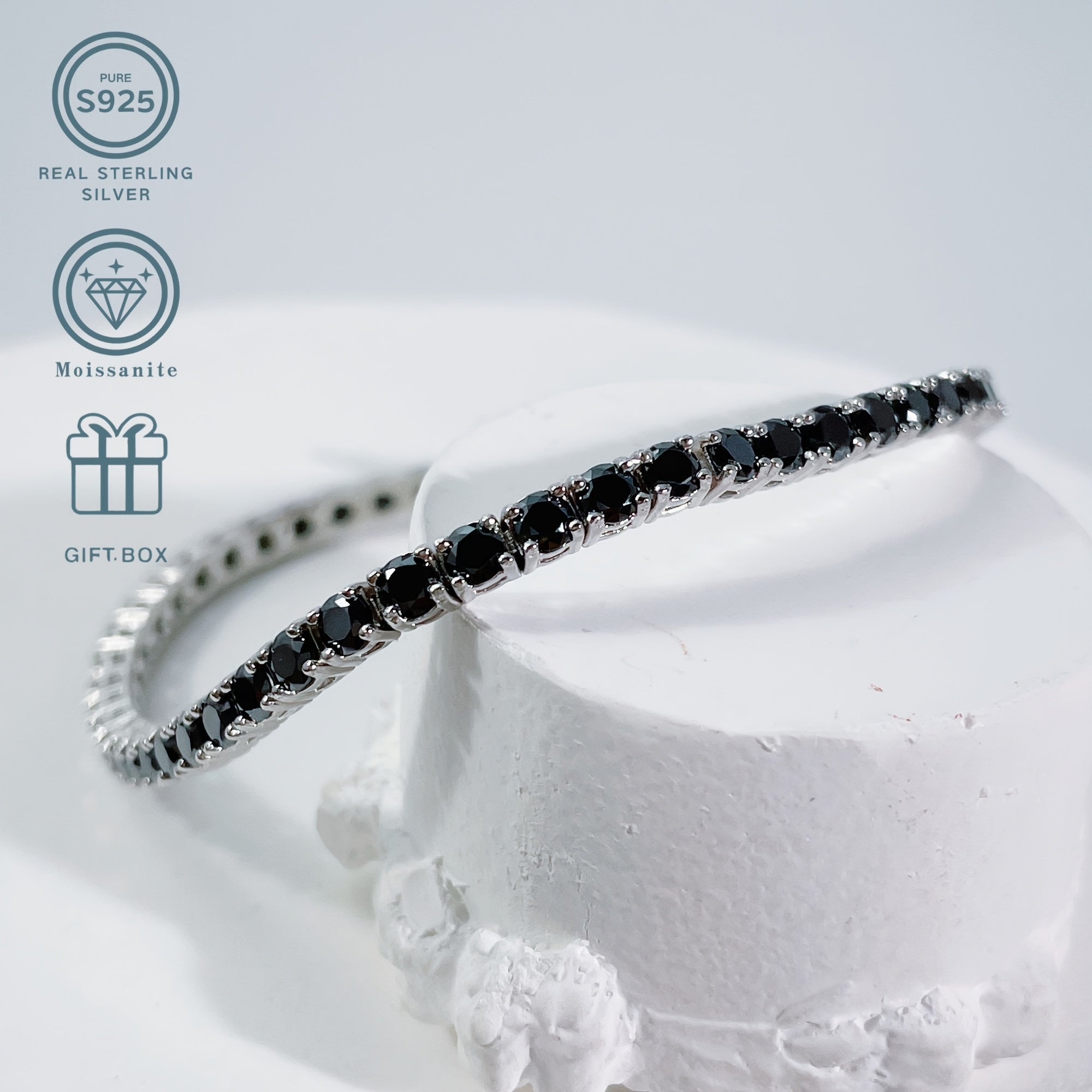 Sterling Silver Moissanite Heart Tennis Bracelet Bohemian Style for Women