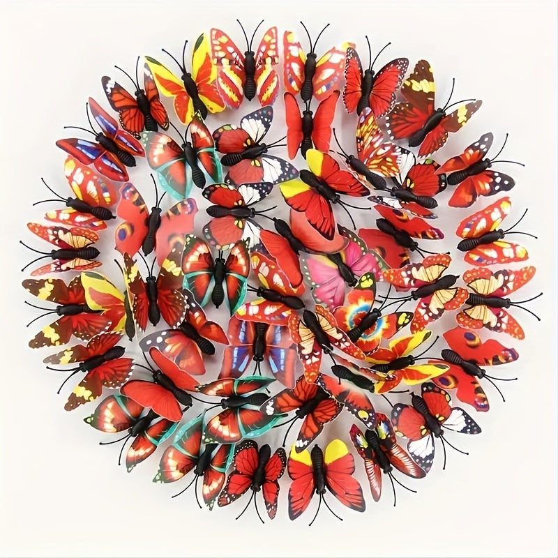 40 Vibrant Faux Butterflies Plastic Decor for Crafts Wall Art Home and Living