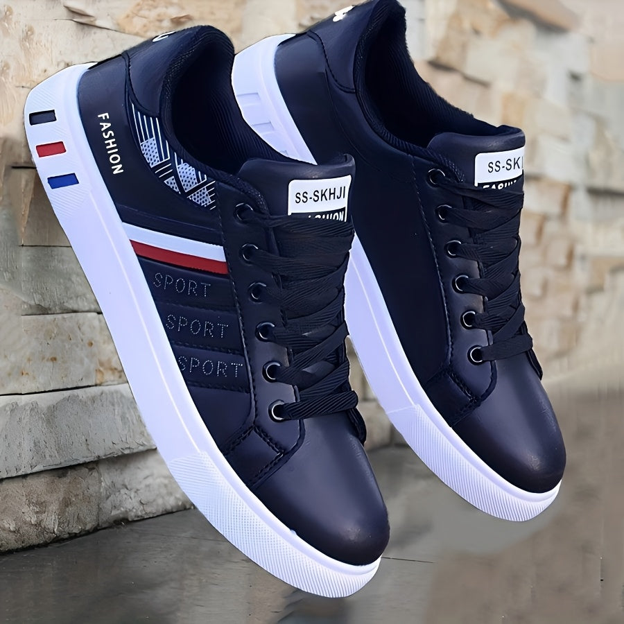 Men's Striped Skate Shoes Durable Slip-Resistant Casual Sneakers for Outdoor Wear