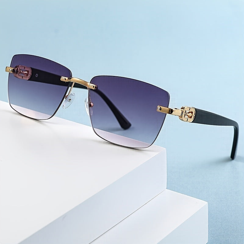 Unisex Rimless Square Frame Glasses for Men and Women