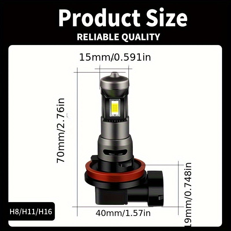 Bombilla de faro LED H11 12000LM 6500K Blanco haz alto y bajo 12V