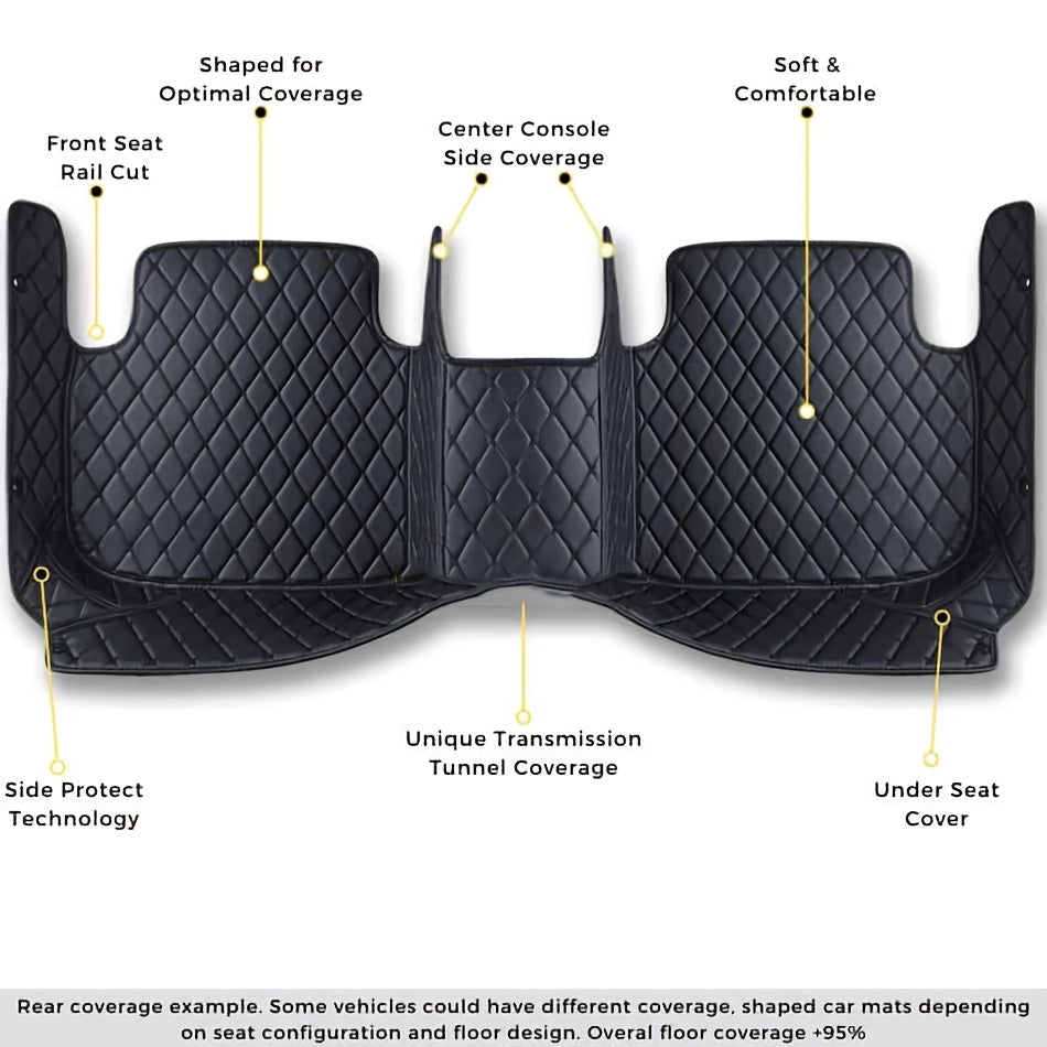 Custom Car Floor Mats Faux Leather Black Red Stitching for Model 3