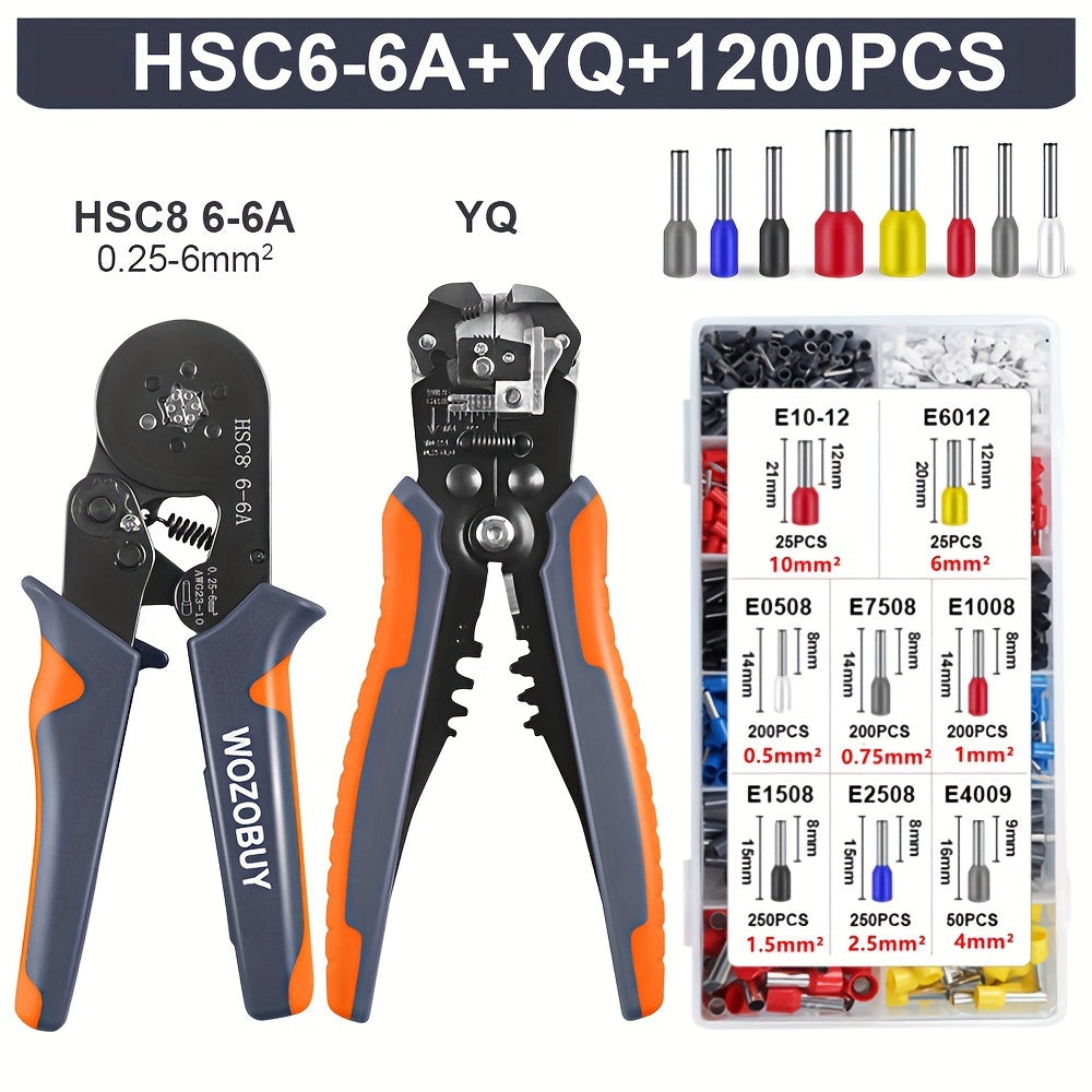 Ratchet Crimping Tool Set with Wire Stripper and Pliers Carbon Steel No Power Needed