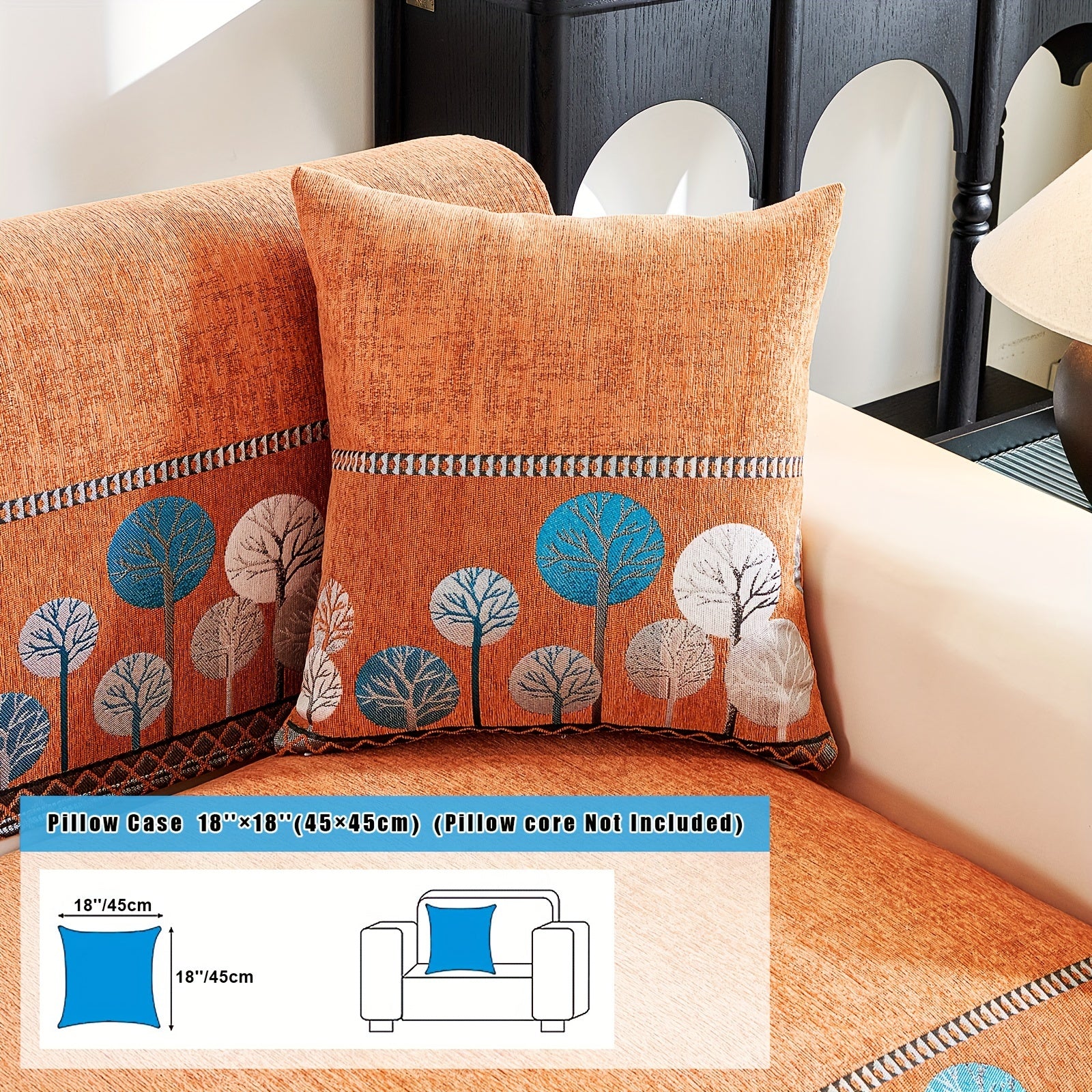 Chenille Sofa Slipcover with Geometric Embroidery Pet-Friendly Fabric for Home Decor