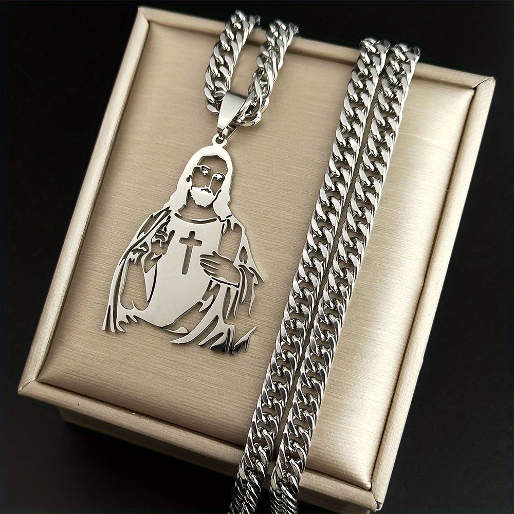 Men Women Cross Pendant Necklace 18K Gold Plated Stainless Steel Religious Jewelry