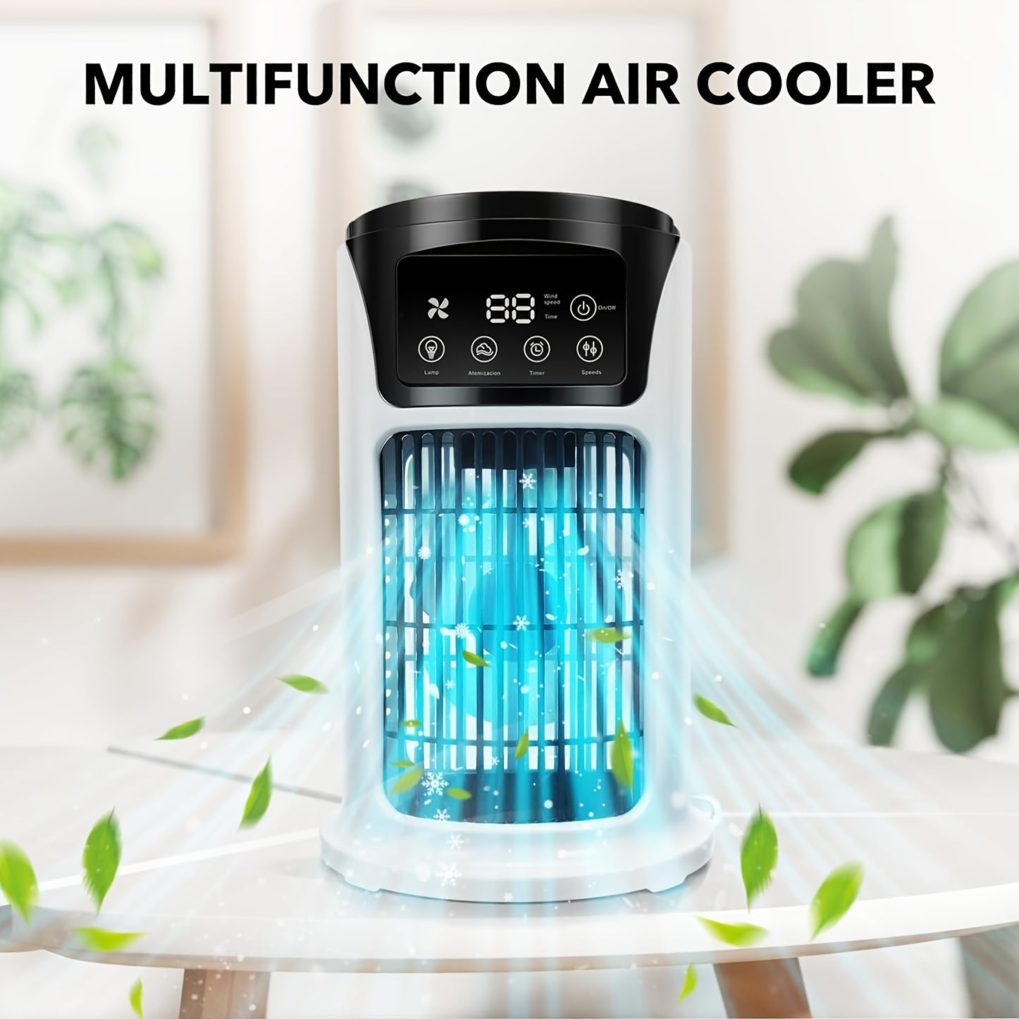 USB quvvatlangan portativ havo konditsioneri humidifikatori, 6 ta sozlanadigan tezlik bilan, 300ml suv tanki, turli xonalar uchun ideal, mustahkam plastikdan tayyorlangan, ≤36V da ishlaydi.
