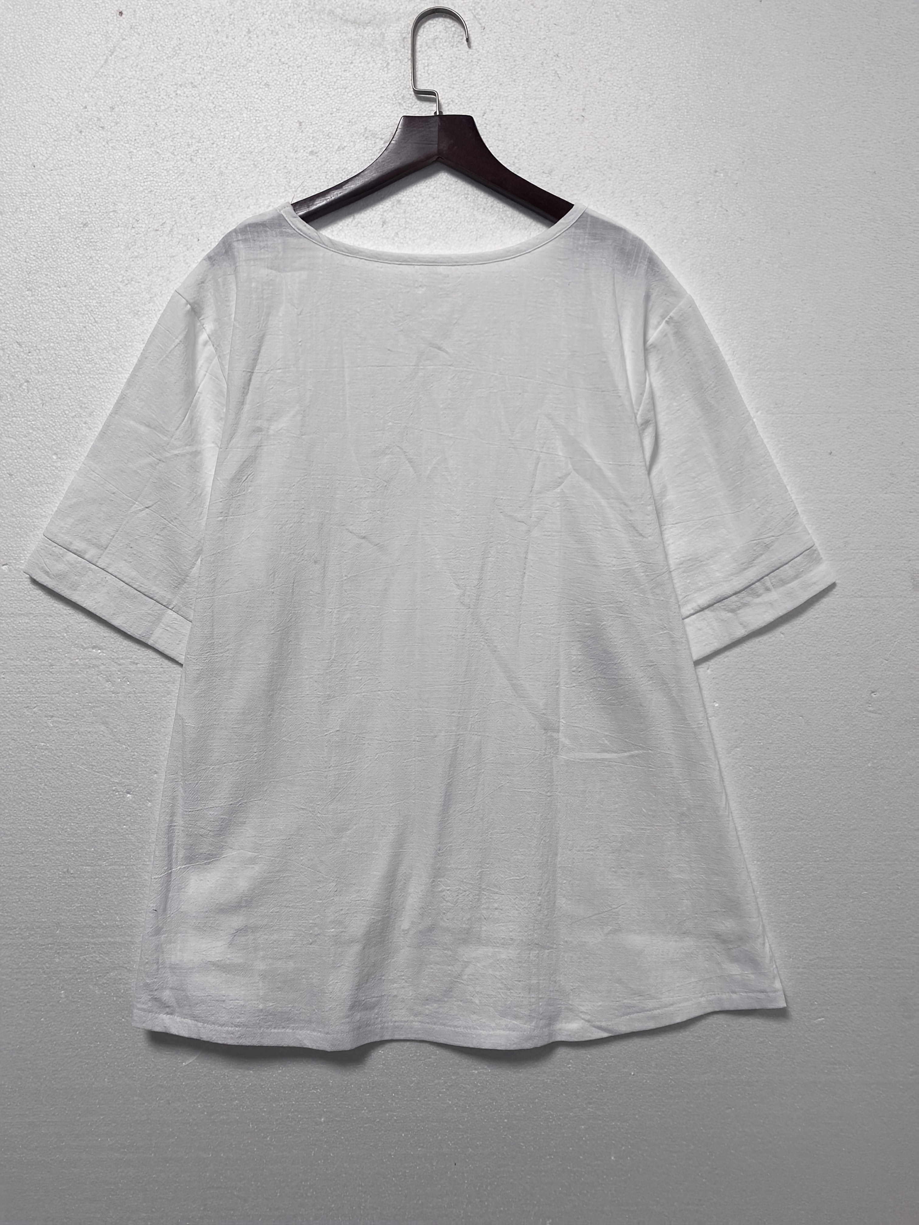 Women's Plus Size V-Neck Blouse Loose Fit Casual Solid Color Spring Summer