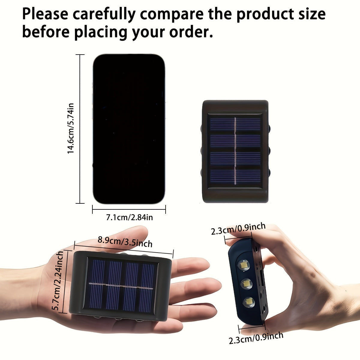 Наружные солнечные настенные светильники 2 шт. 6LED двухцветные теплые холодные интеллектуальное управление освещением сад, двор, улица, ландшафт