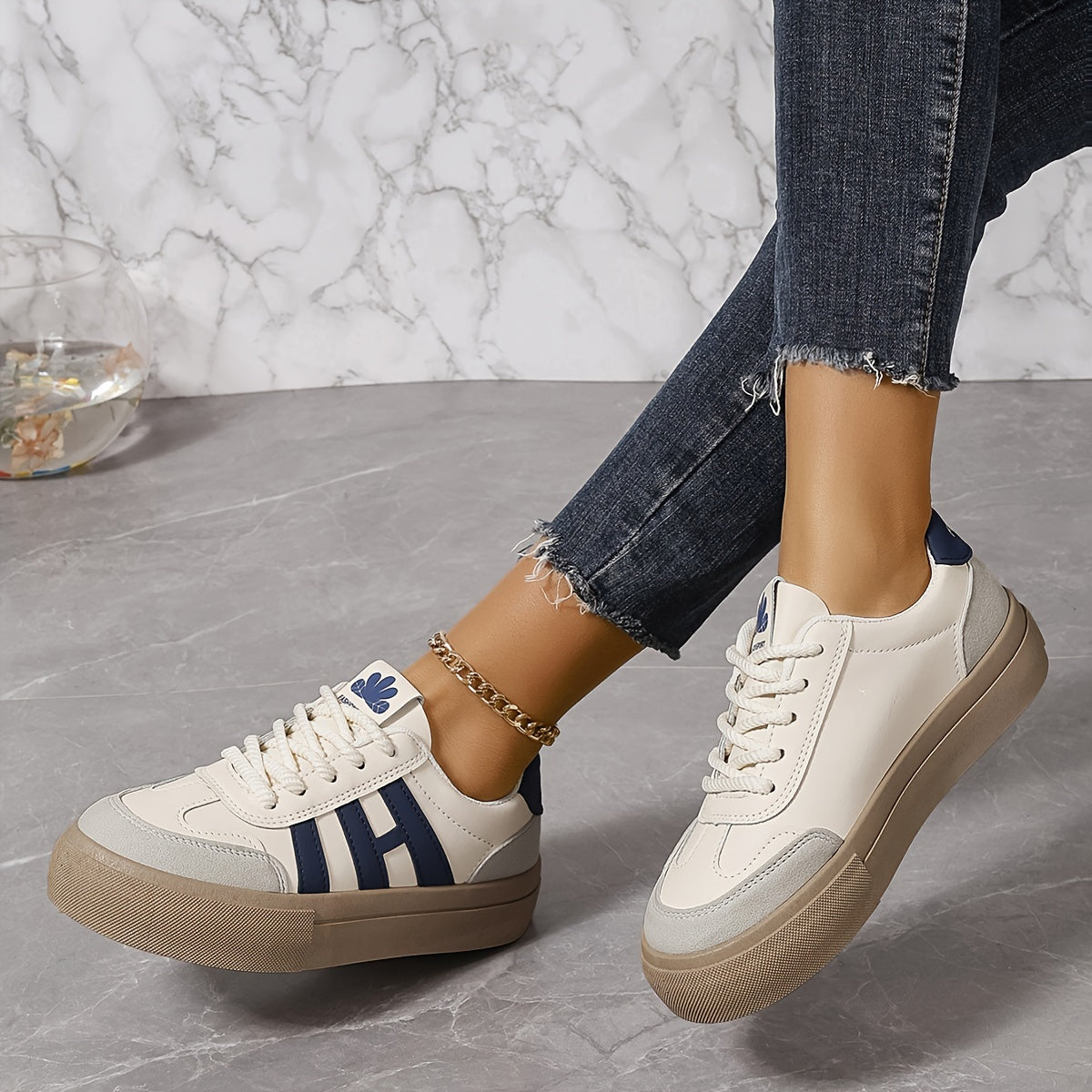 Women's Colorblock Sneakers with Lace-Up Closure and Soft Platform Sole