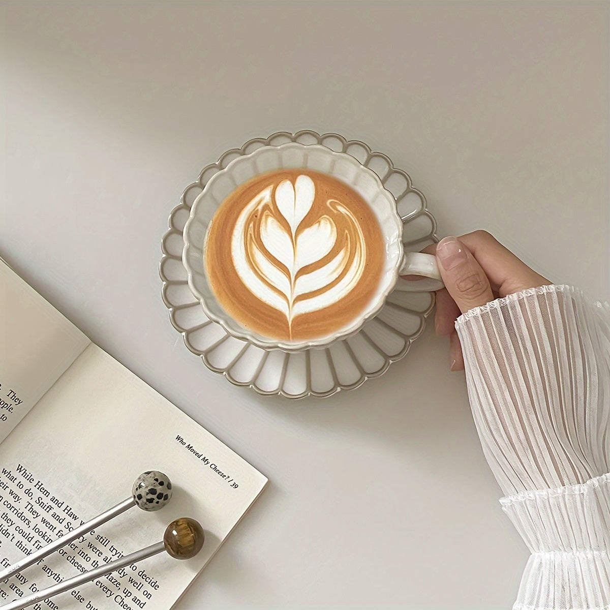 Japanese-Style Ceramic Coffee Mug with Saucer Set Reusable Hand Wash Only