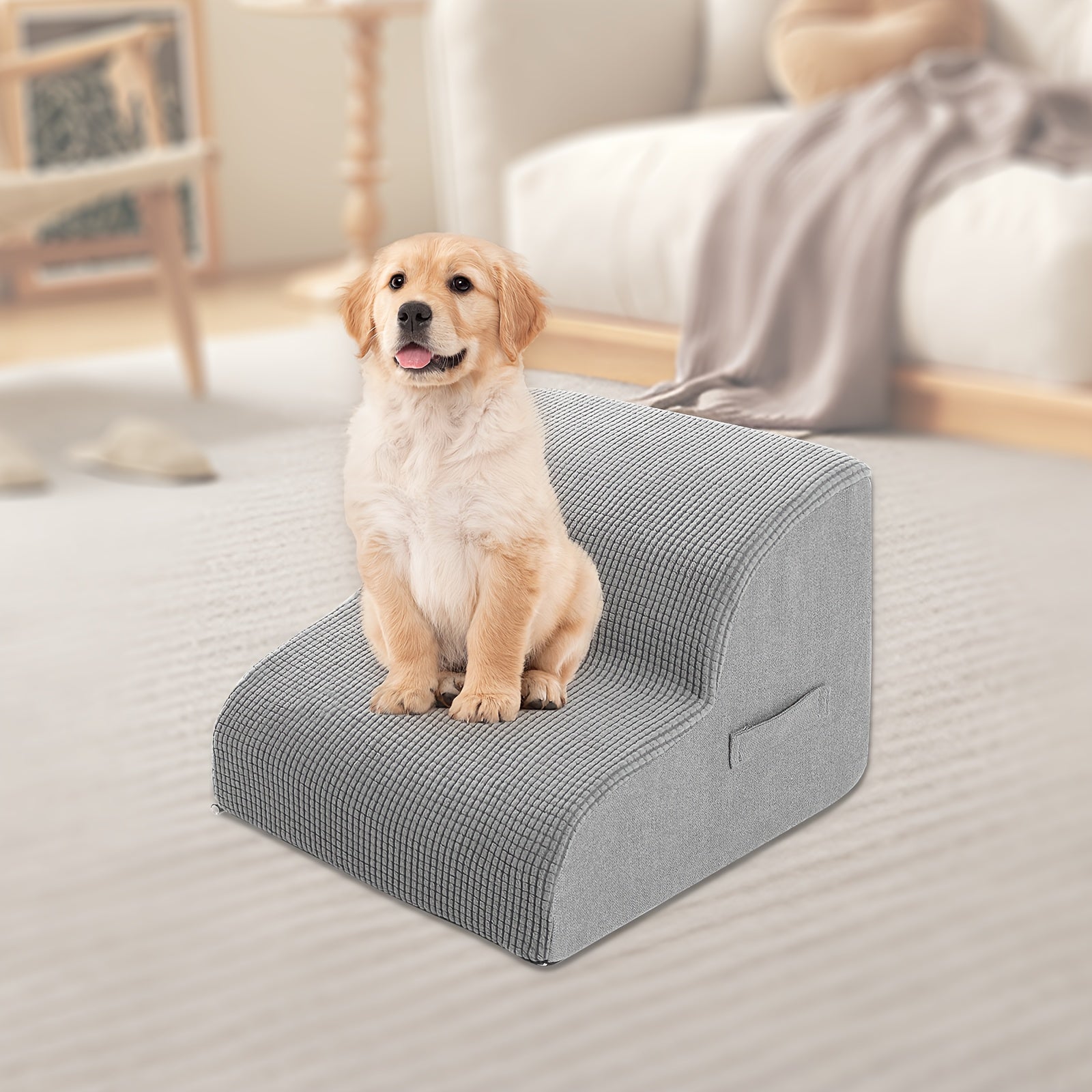 Small Dog Steps 2/3/4 Stairs Non-Slip Washable for Injured Older Pets with Joint Pain