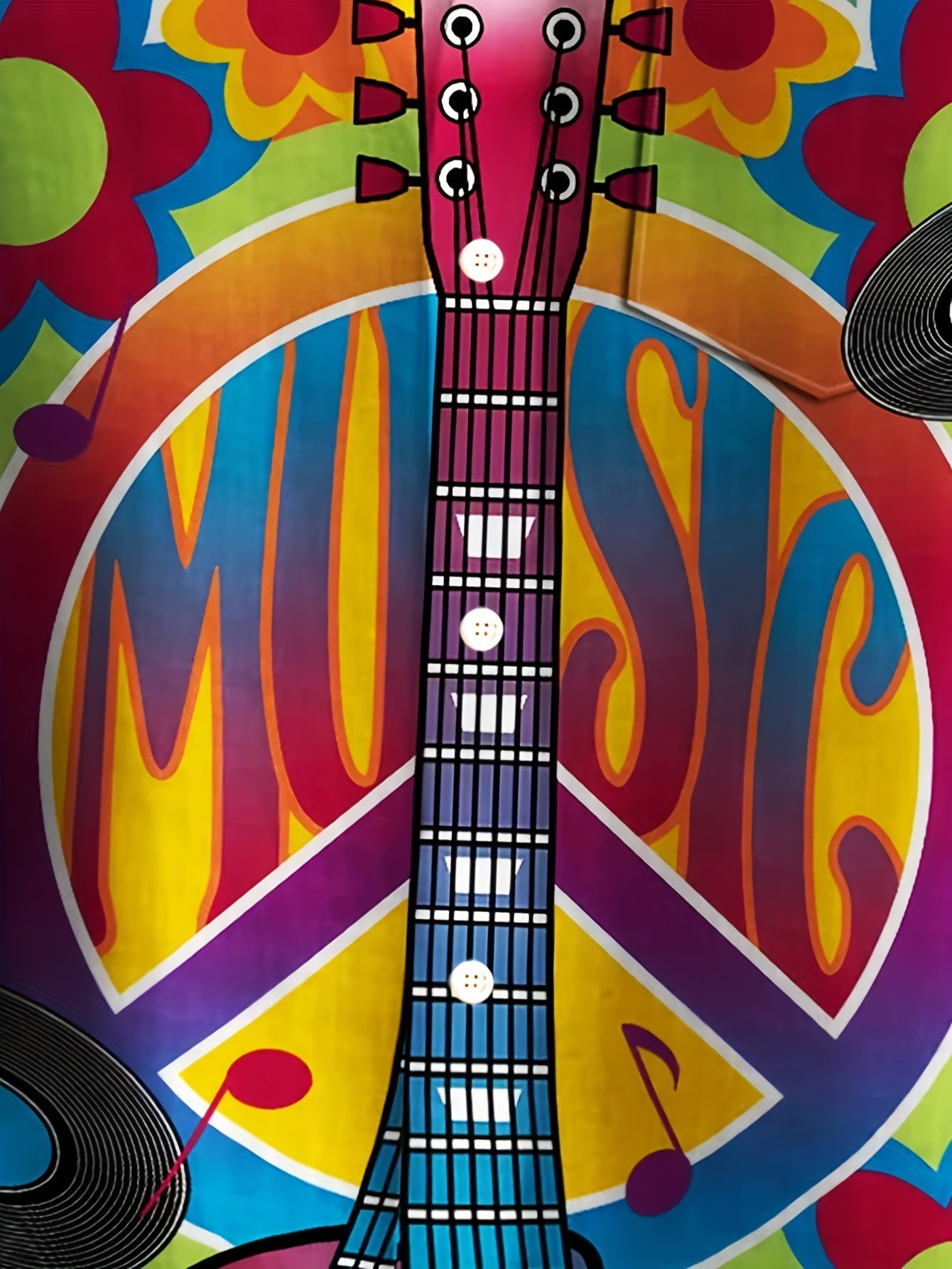 Men's Plus Size Retro Musical Pattern 3D Print Short Sleeve Shirt