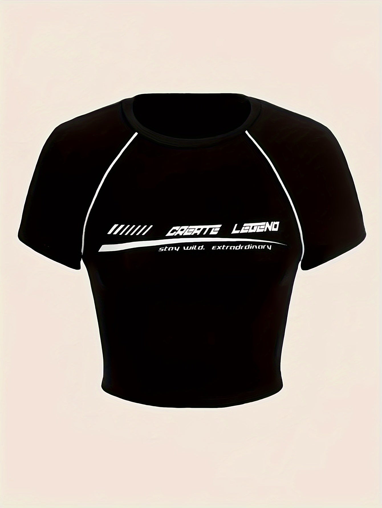 Women's Y2K Letter Print Crop T-Shirt Short Sleeve Summer Casual Knit