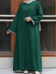 Women's Sequin Trim Long Sleeve Maxi Dress with Crew Neck and Loose Fit