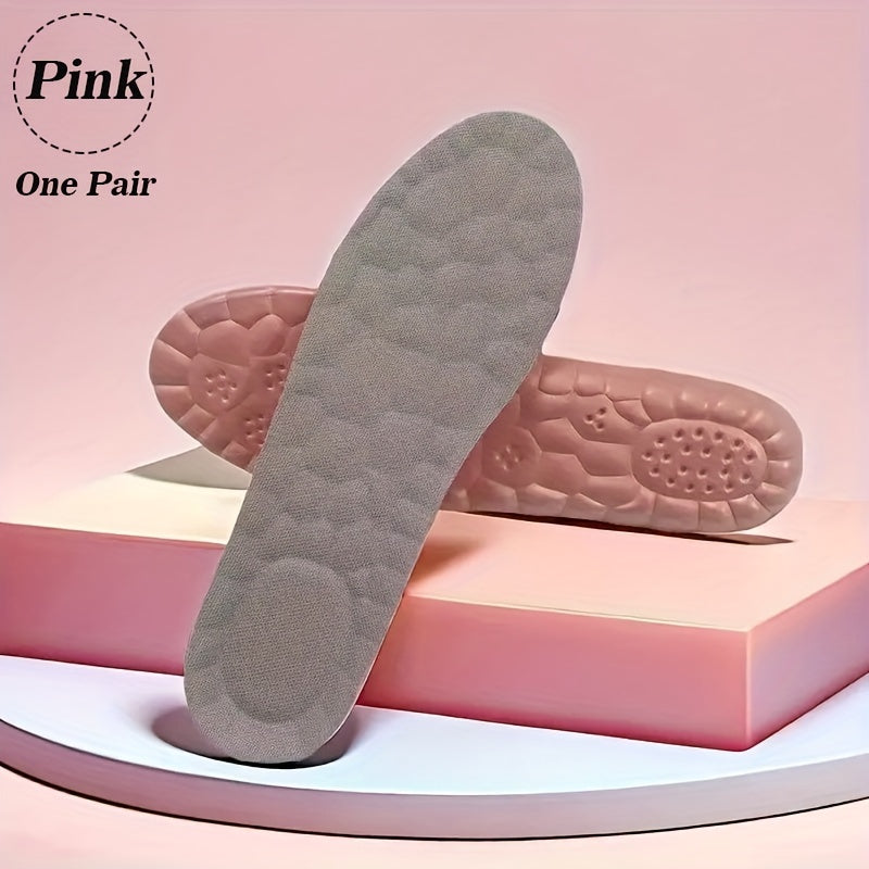 Women's Soft 4D Sports Insoles Pink Sizes 5-9.5 Shock Absorption