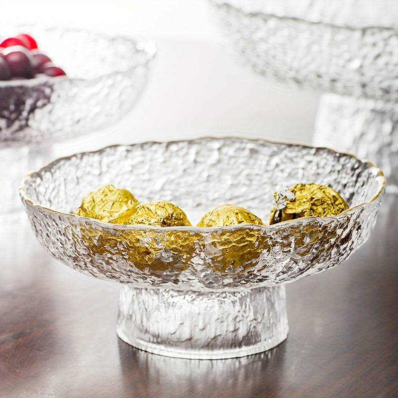 Cuenco de vidrio texturizado para frutas para sala de estar, aperitivos, caramelos y postres