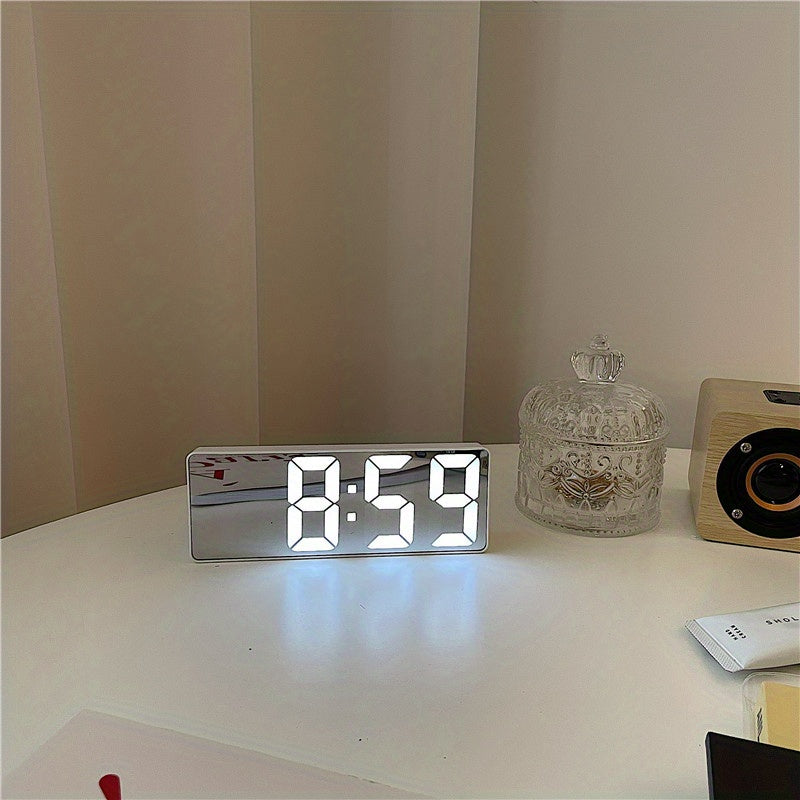 Smart LED Desk Alarm Clock with Voice Control Silent Snooze Wake Up