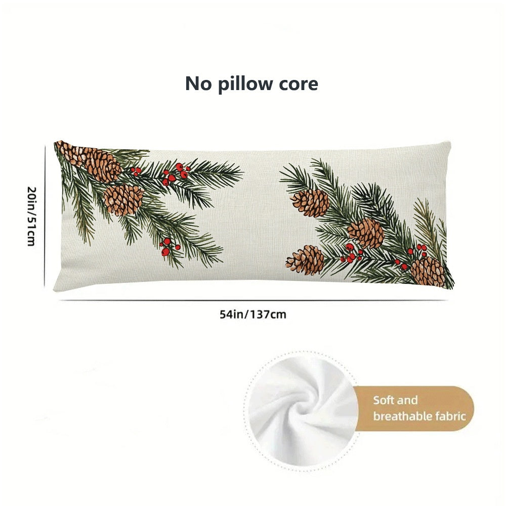 Funda de almohada de franela 137x51 cm con cremallera, lavable a máquina, diseño casual con piñón