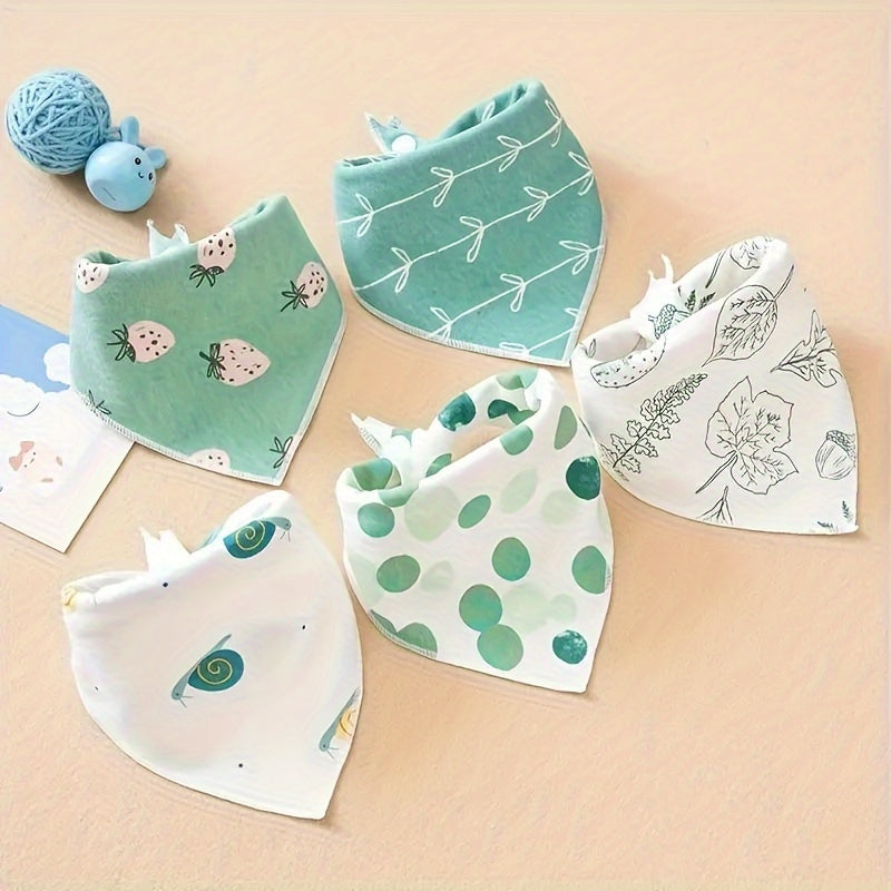 Baby Cotton Feeding Bibs Set of 5 with Double-Layer Triangular Design for Infants