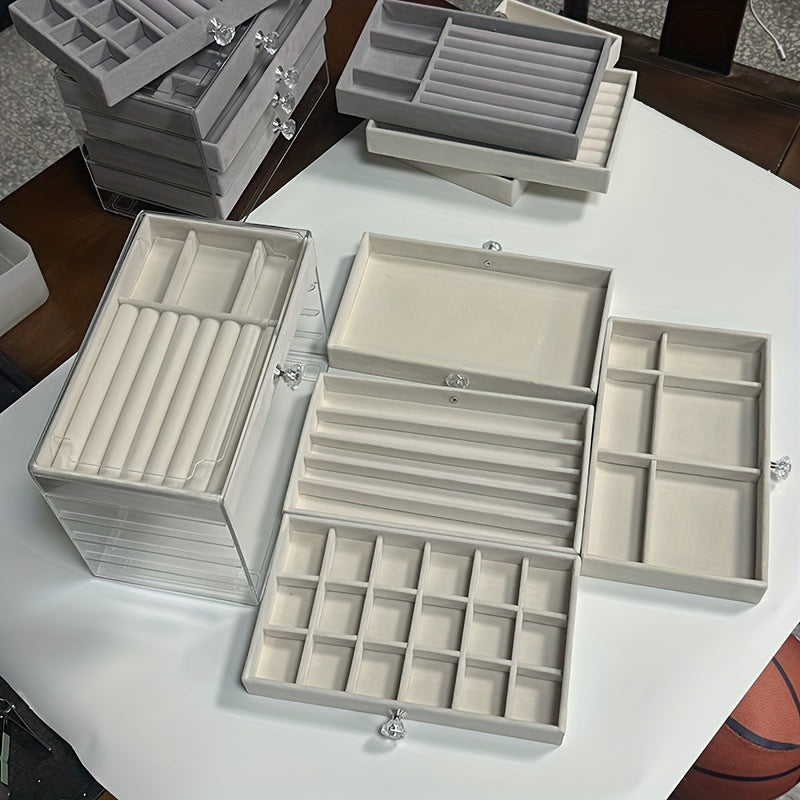 Органайзер для украшений из бархата с боковыми дверцами, 5 уровней, современный дизайн для серег, часов, аксессуаров