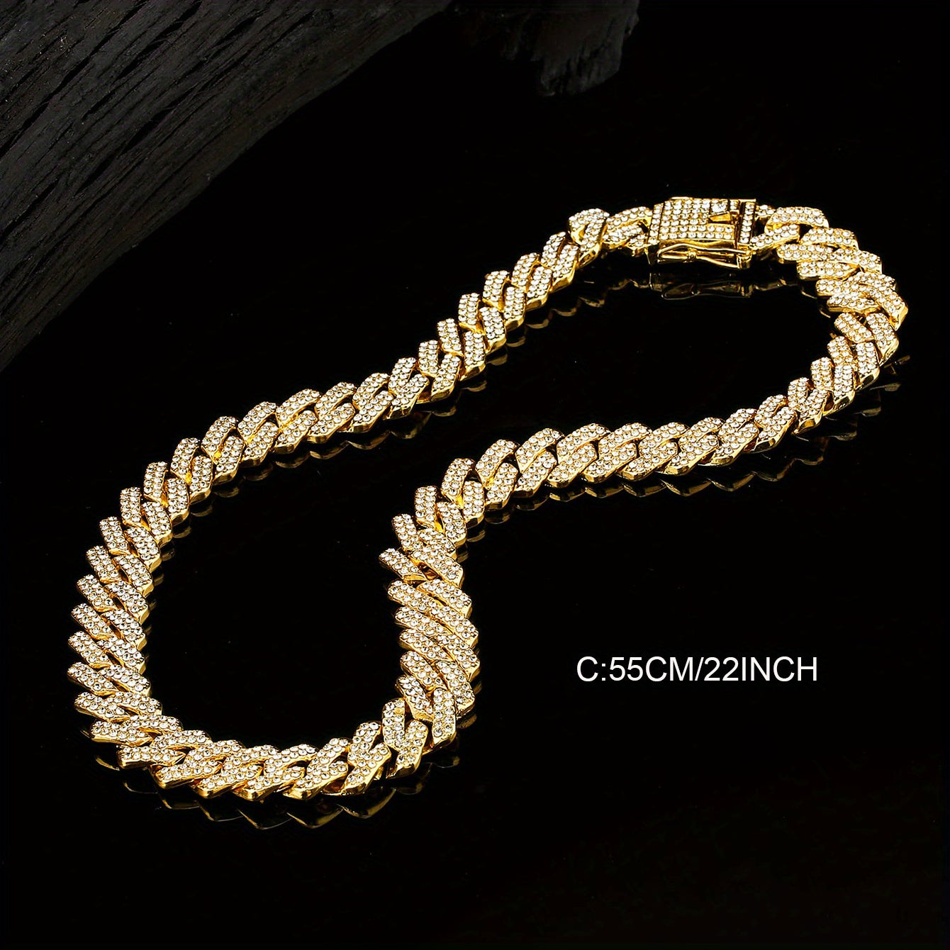 Hip Hop Fashion Cuban Rhinestone Necklace Vintage Jewelry for Men Women