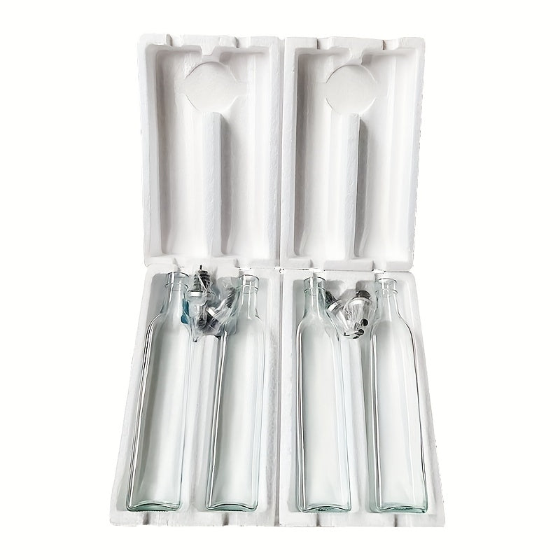 Set of Four 500ml Glass Oil and Vinegar Bottles with Drip Spouts
