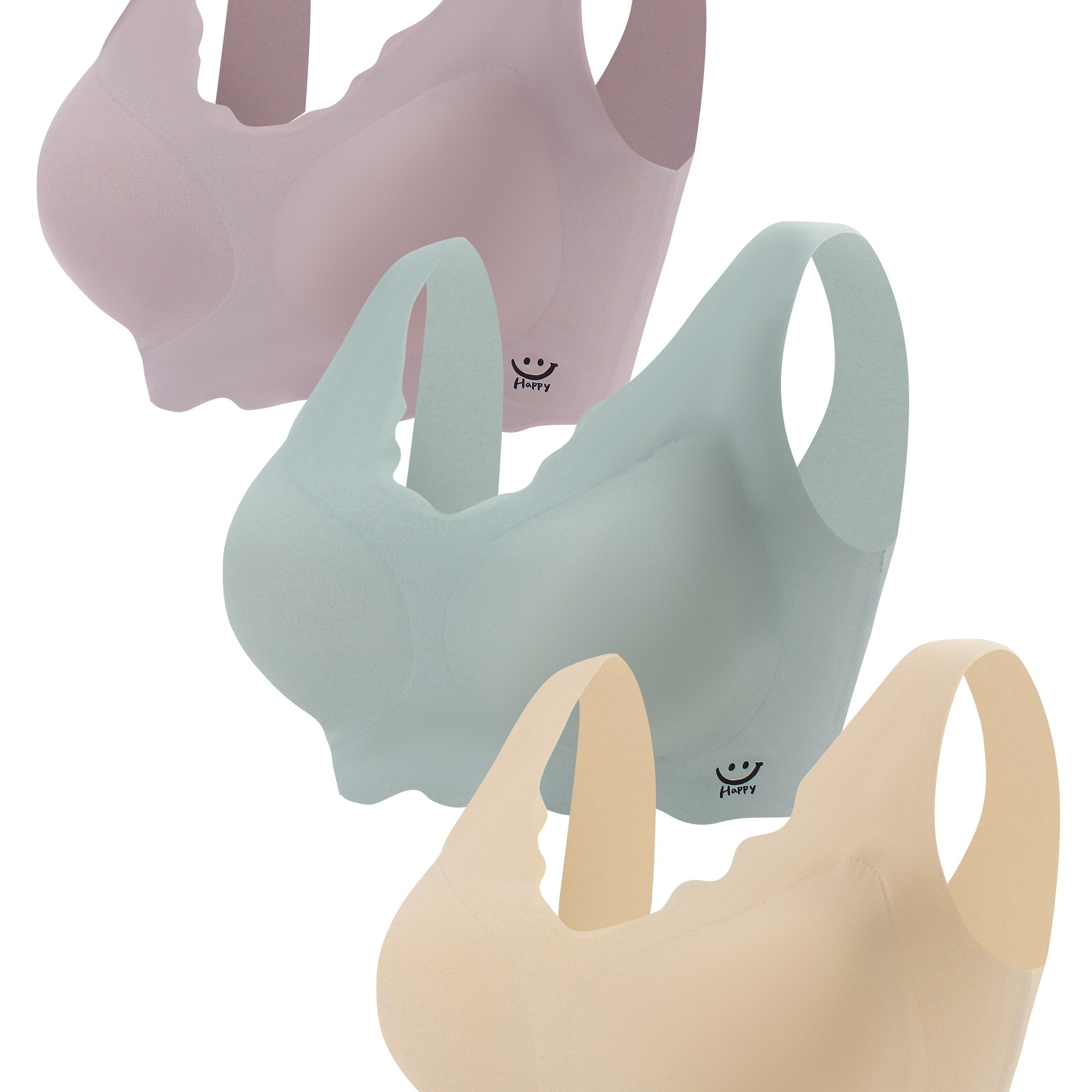 3 ta tikuvsiz simsiz brass, qulay va nafas oladigan, ayollar uchun to'liq qoplovli ichki kiyim va ichki kiyim.